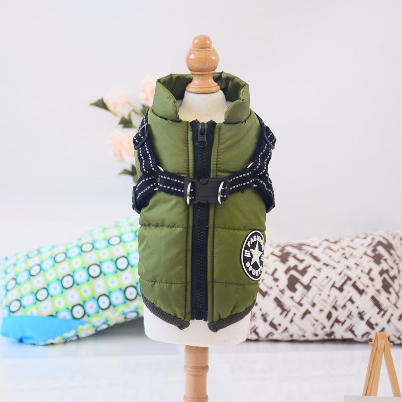 Waterproof Dog Coat with Harness — 7 Colors, XS–4XL