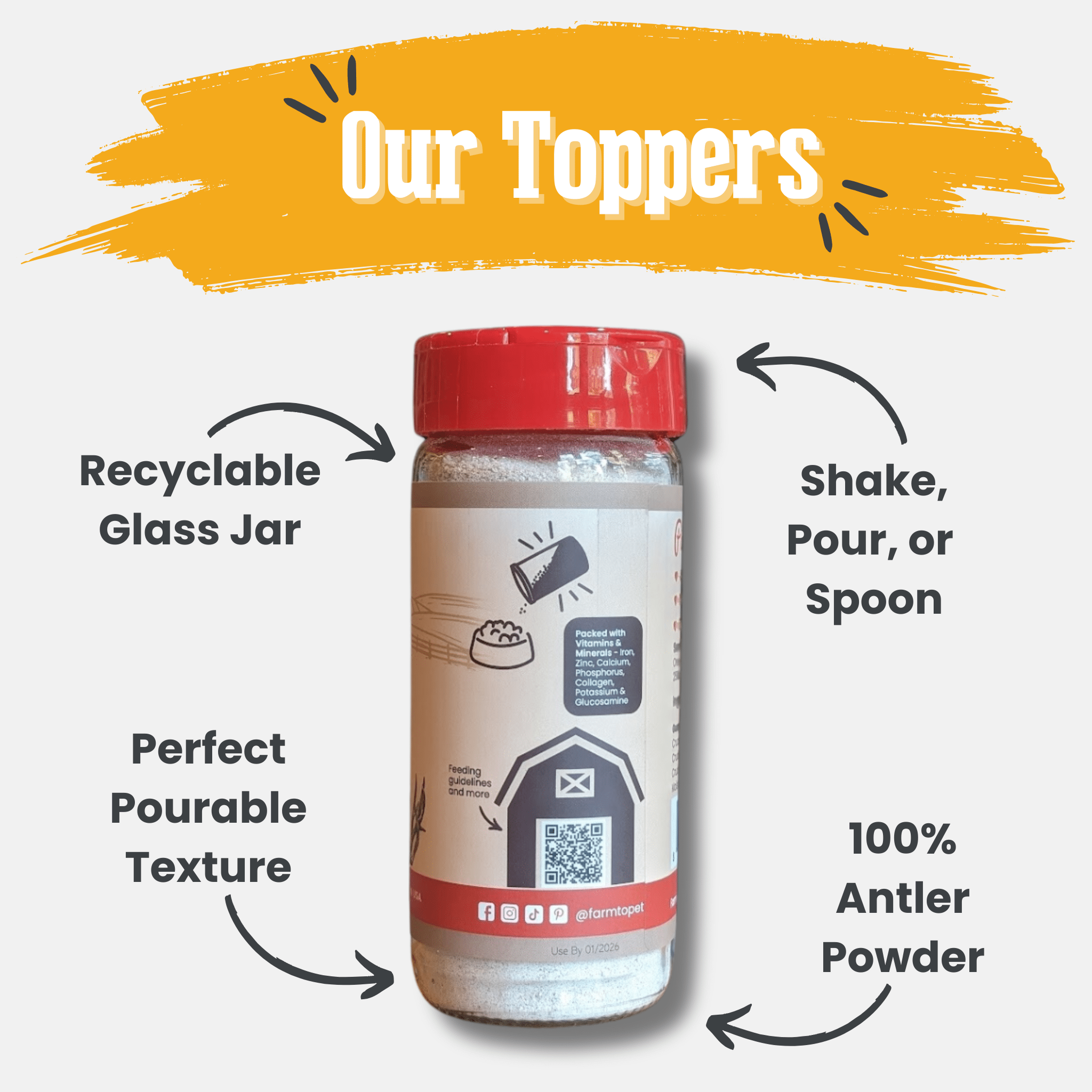 Treat Topper Antler Powder Dog Food Topper | Nutritional Supplement for Dogs and Cats