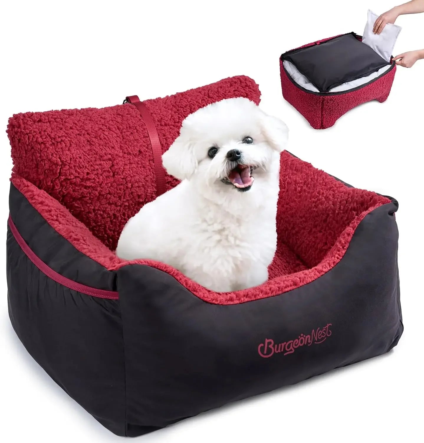 Washable Pet Car Seat Booster for Small Dogs & Cats, Oxford Fabric