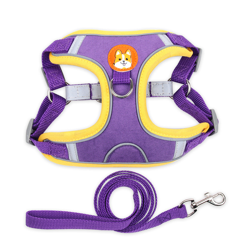 Reflective Vest Dog Harness with Leash — Small